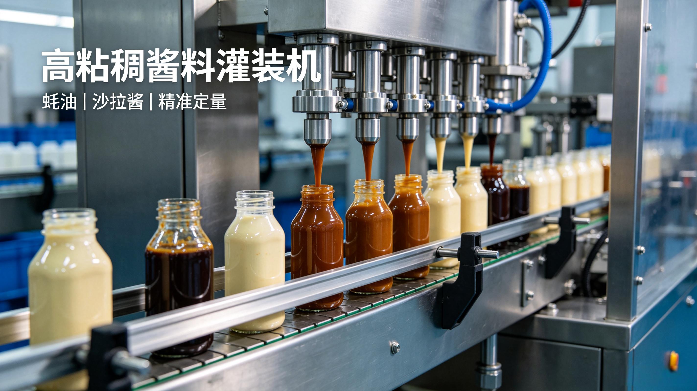 高粘稠酱料灌装机厂家 适配蚝油沙拉酱防拉丝精准灌装设备