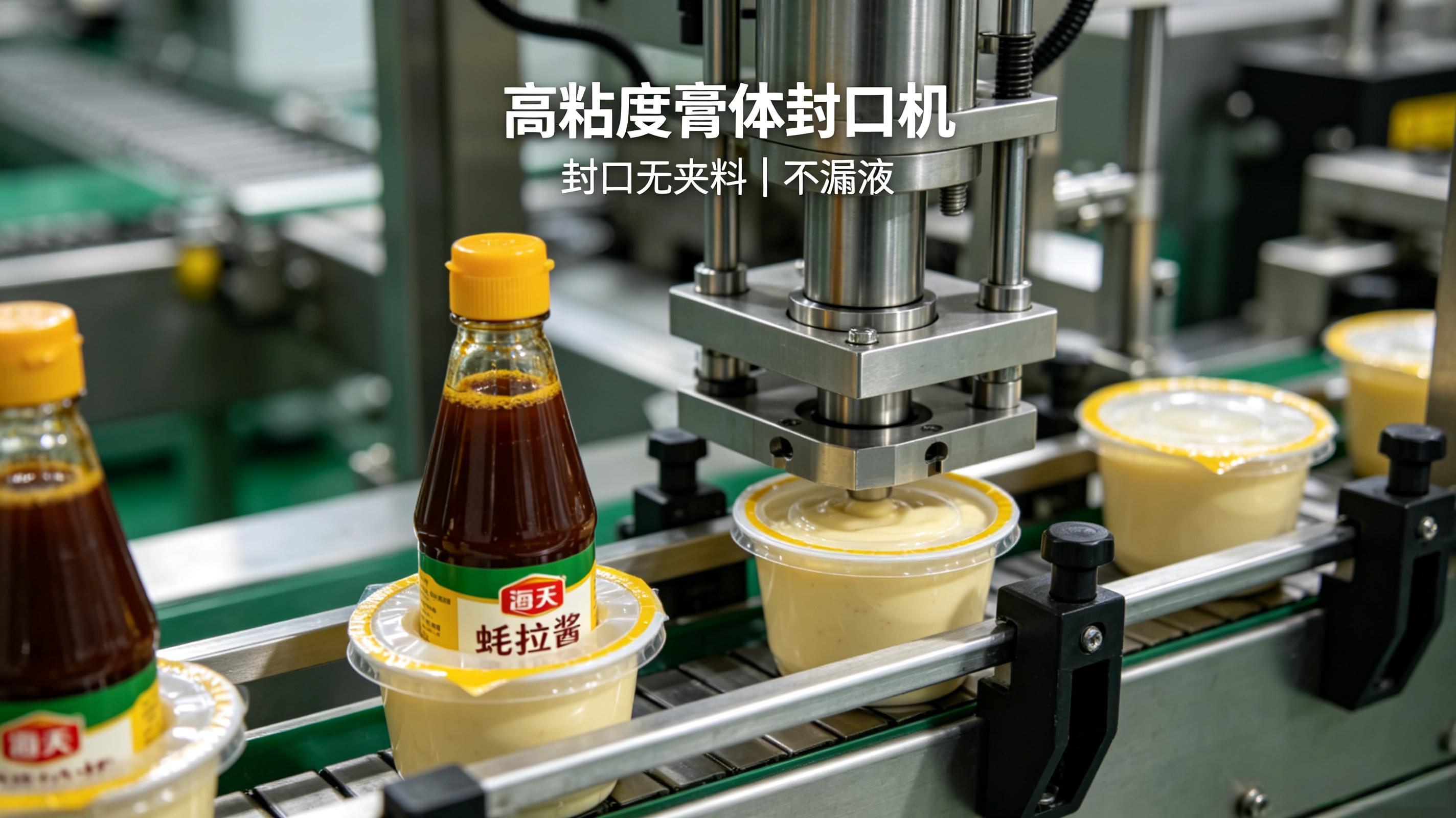 高粘度膏体封口机 瓶装蚝油沙拉酱封口无夹料不漏液设备