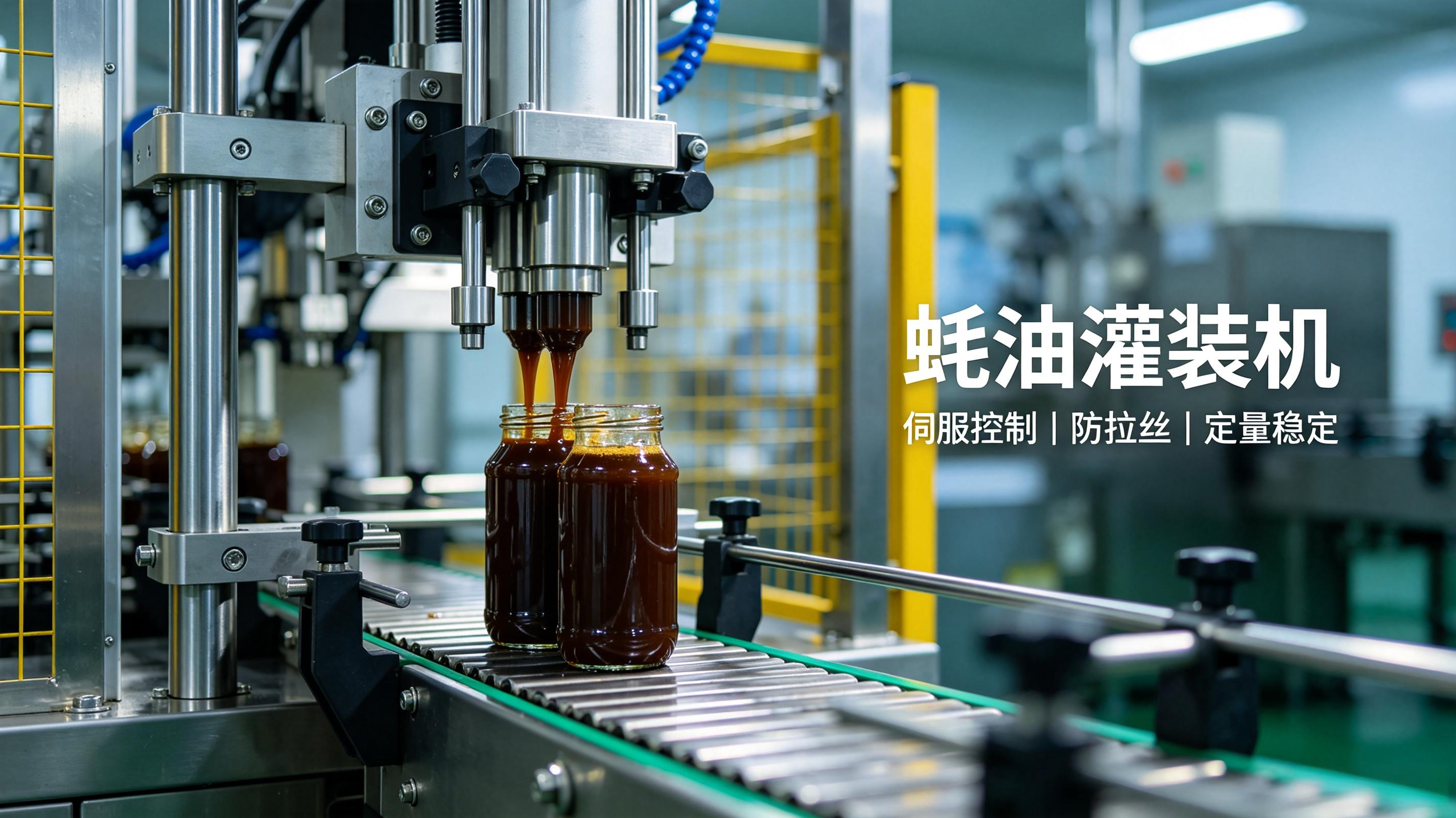 蚝油灌装机选活塞式伺服机型 解决浓稠膏体滴漏灌装难题