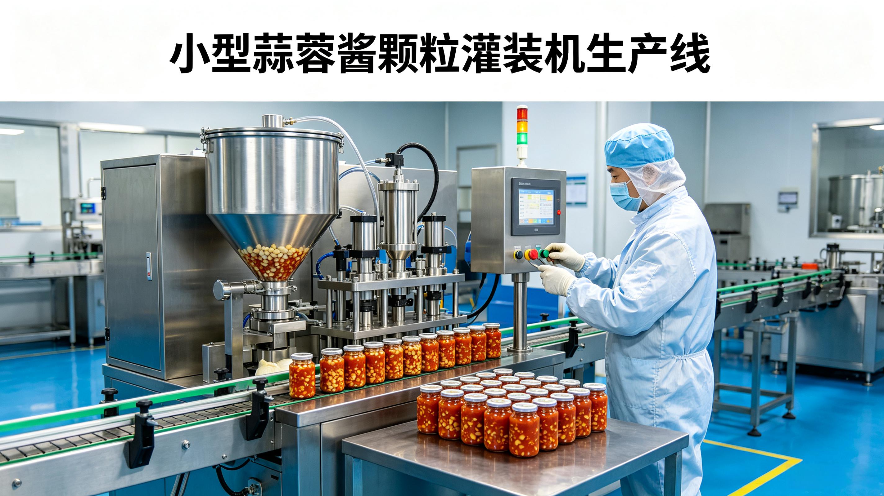 小型蒜蓉酱颗粒灌装机生产线，适合酱料作坊低成本投产