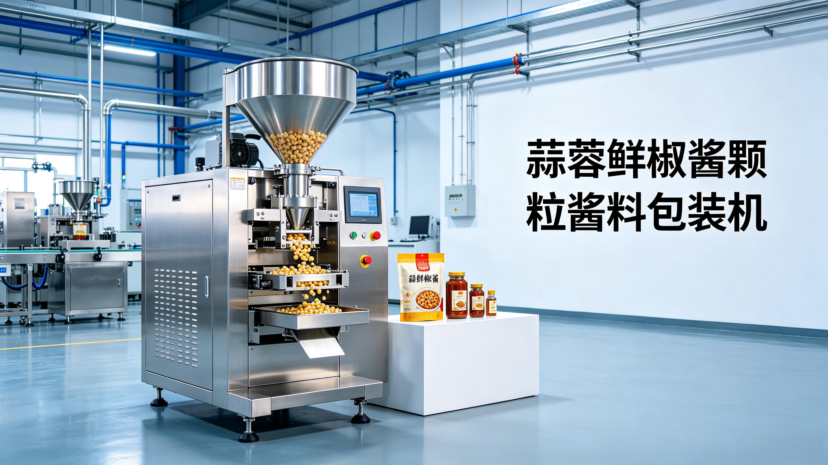 蒜蓉鲜椒酱颗粒酱料包装机源头厂家，支持酱料试样定制机型