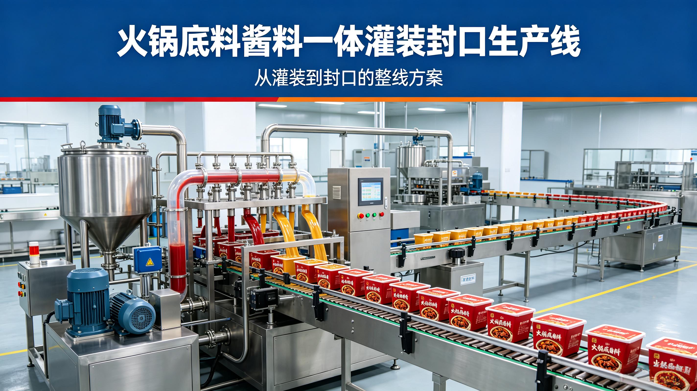 火锅底料酱料一体灌装封口生产线，酱料厂量产完整方案