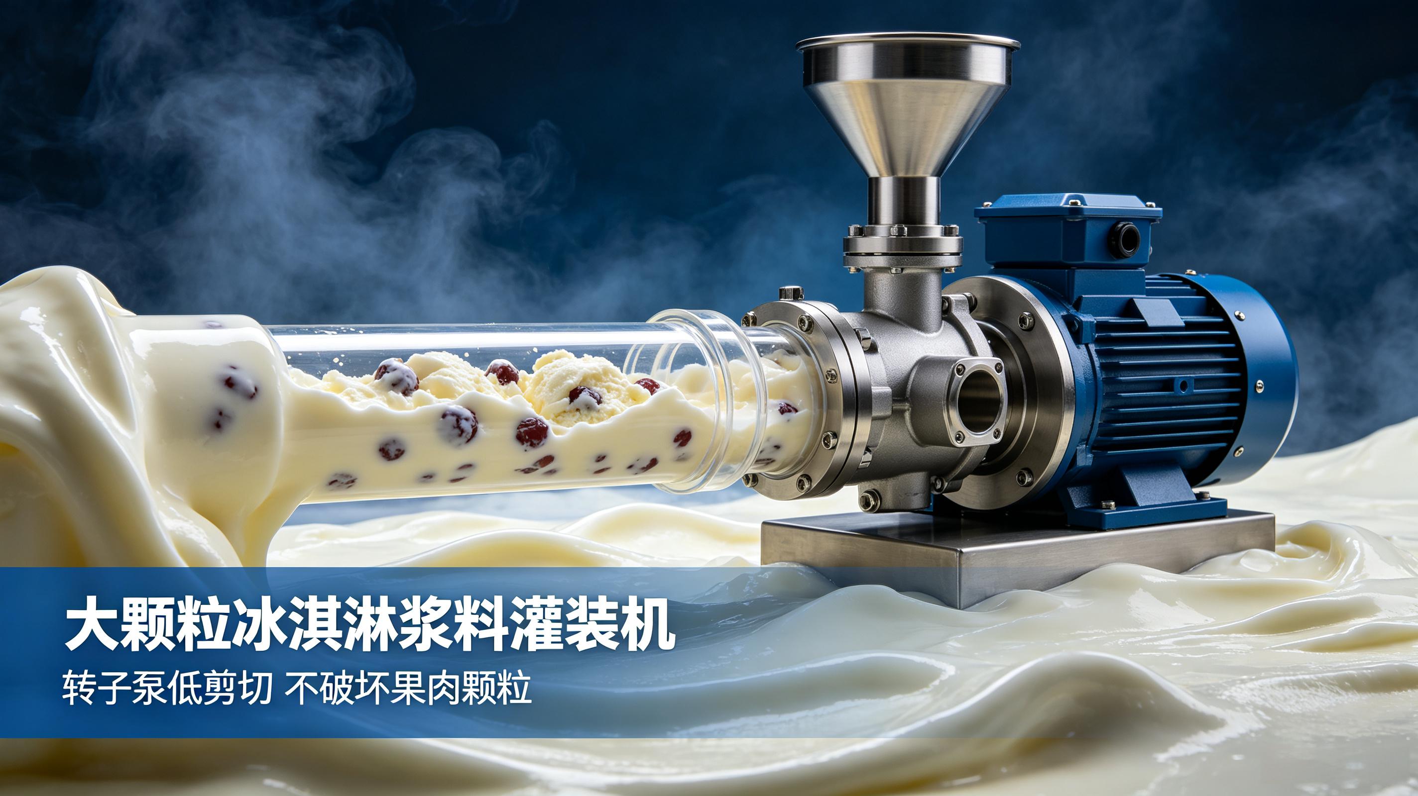 大颗粒冰淇淋浆料灌装机 转子泵低剪切不破坏果肉颗粒