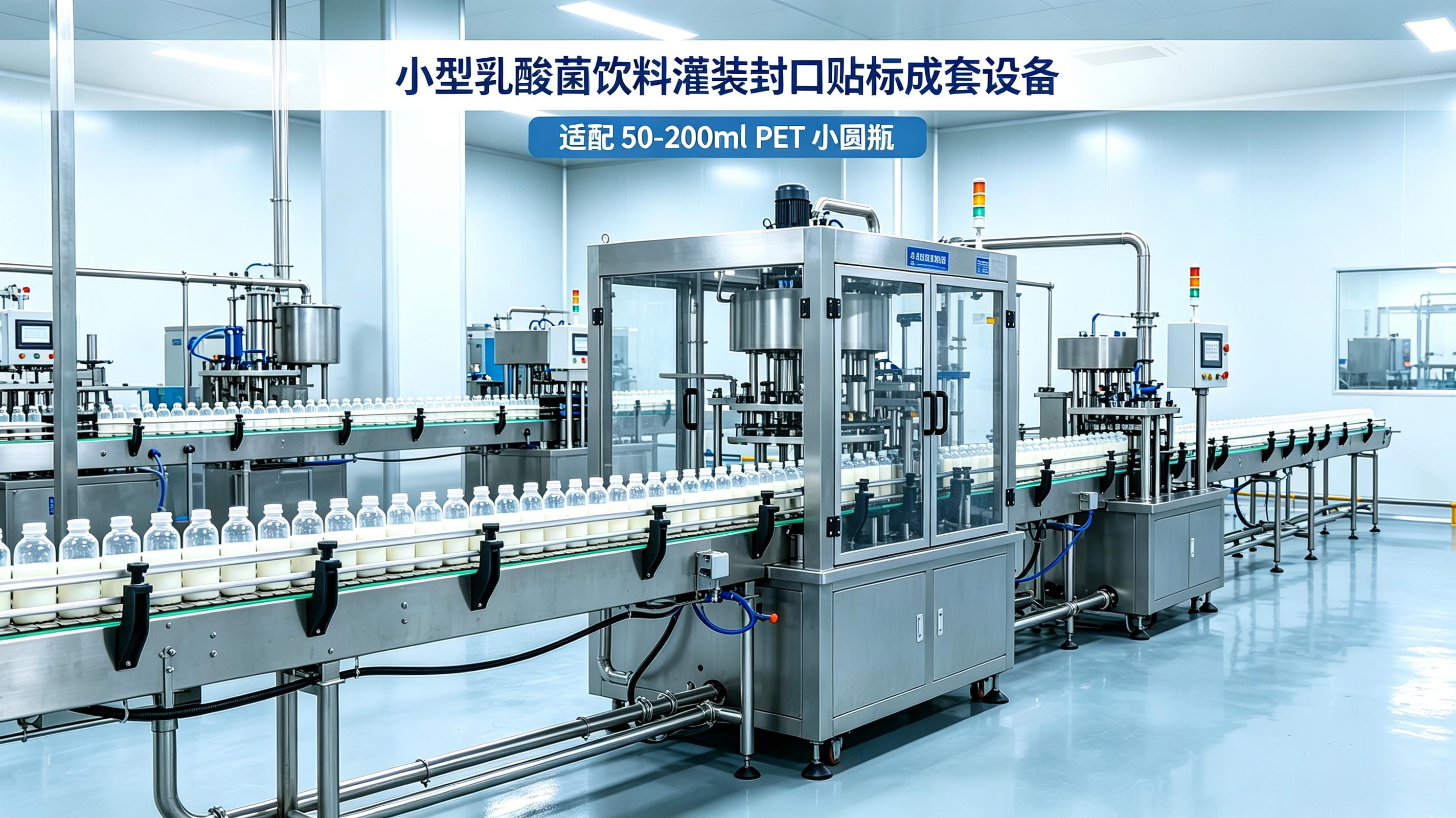 小型乳酸菌饮料灌装封口贴标成套设备 适配 50–200mlPET 小圆瓶