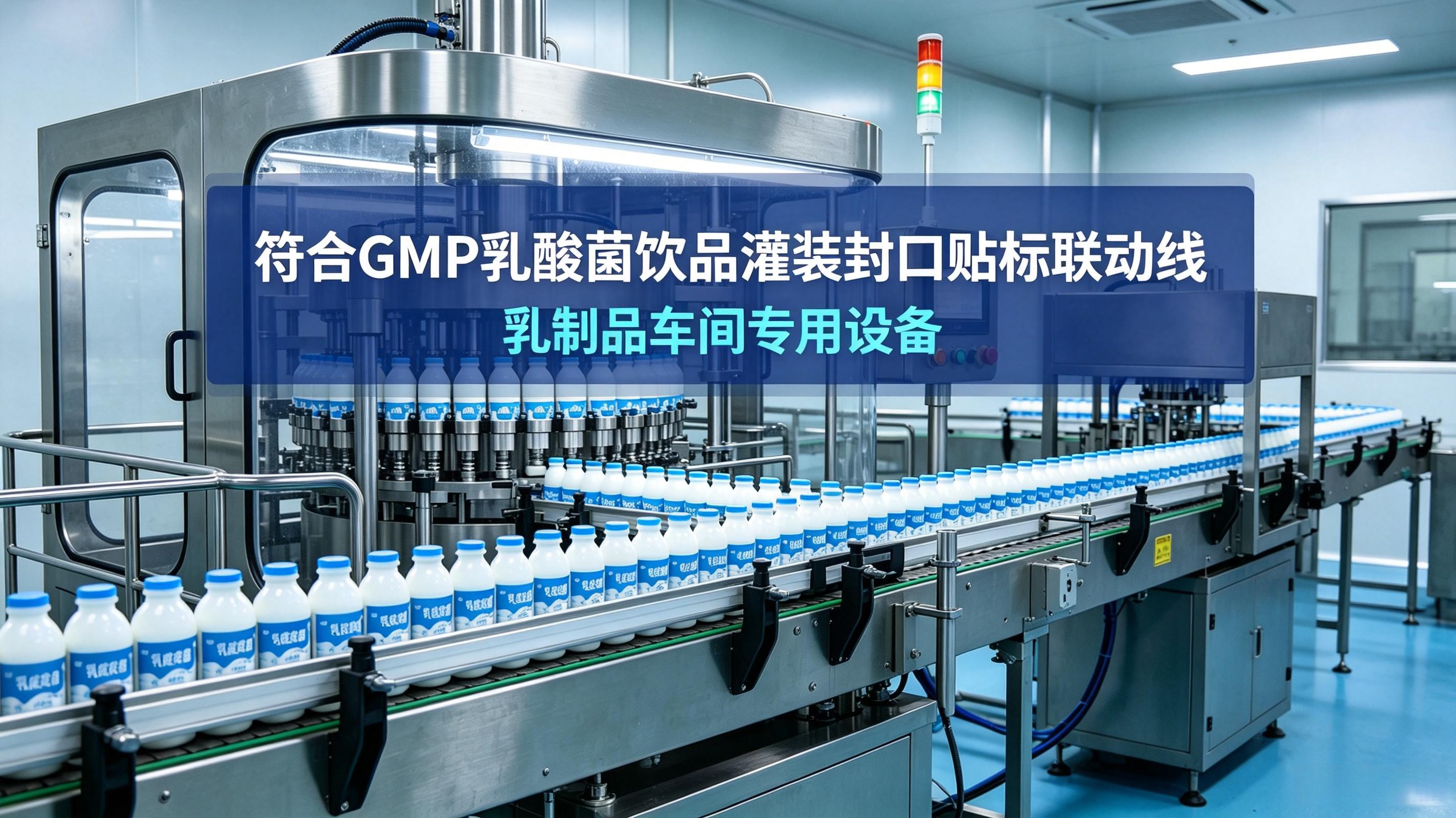 符合 GMP 乳酸菌饮品灌装封口贴标联动线 乳制品车间专用设备