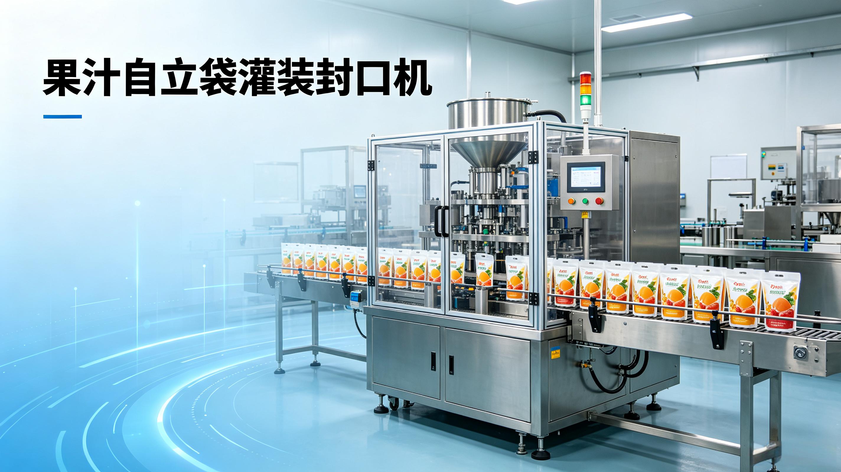 果汁自立袋灌装封口机全解析 | 从灌装到旋盖一步到位，提升产线效率30%