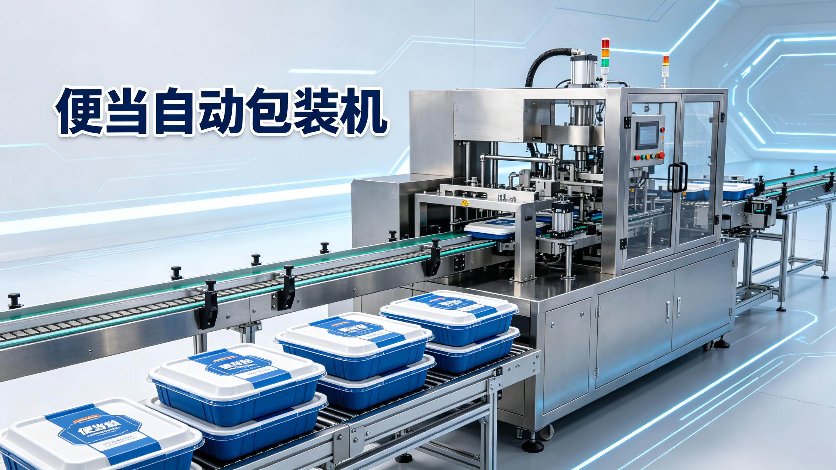 便当自动包装机实拍：每小时处理 800 盒的产线长什么样