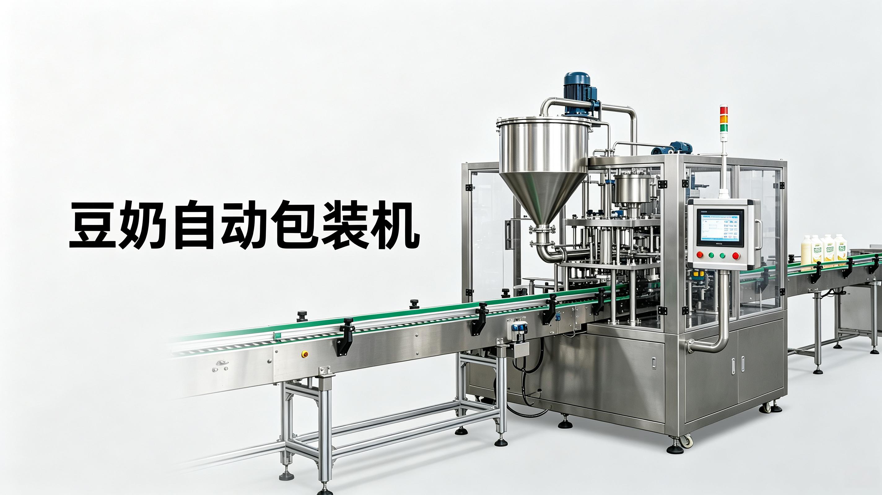豆奶自动包装机——自动理瓶、灌装、封口、贴标一条龙