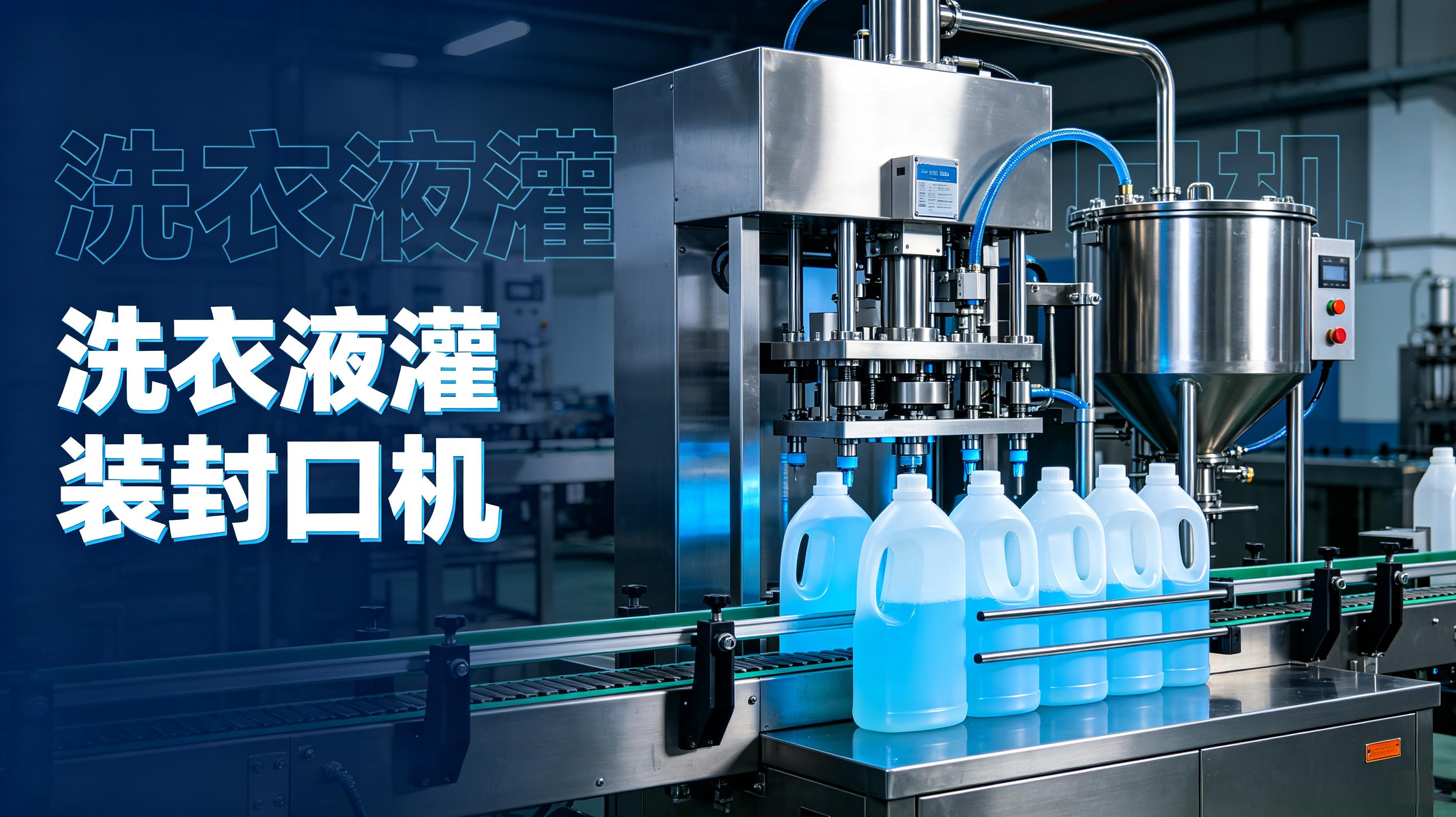 洗衣液灌装封口机——灌装与旋盖同步进行，产线节拍更快