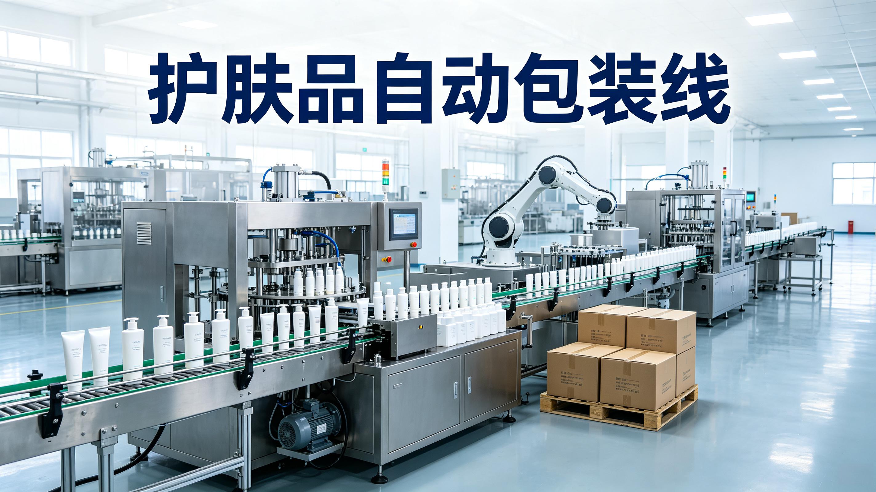 护肤品自动包装线——从灌装到贴标喷码，全自动化升级